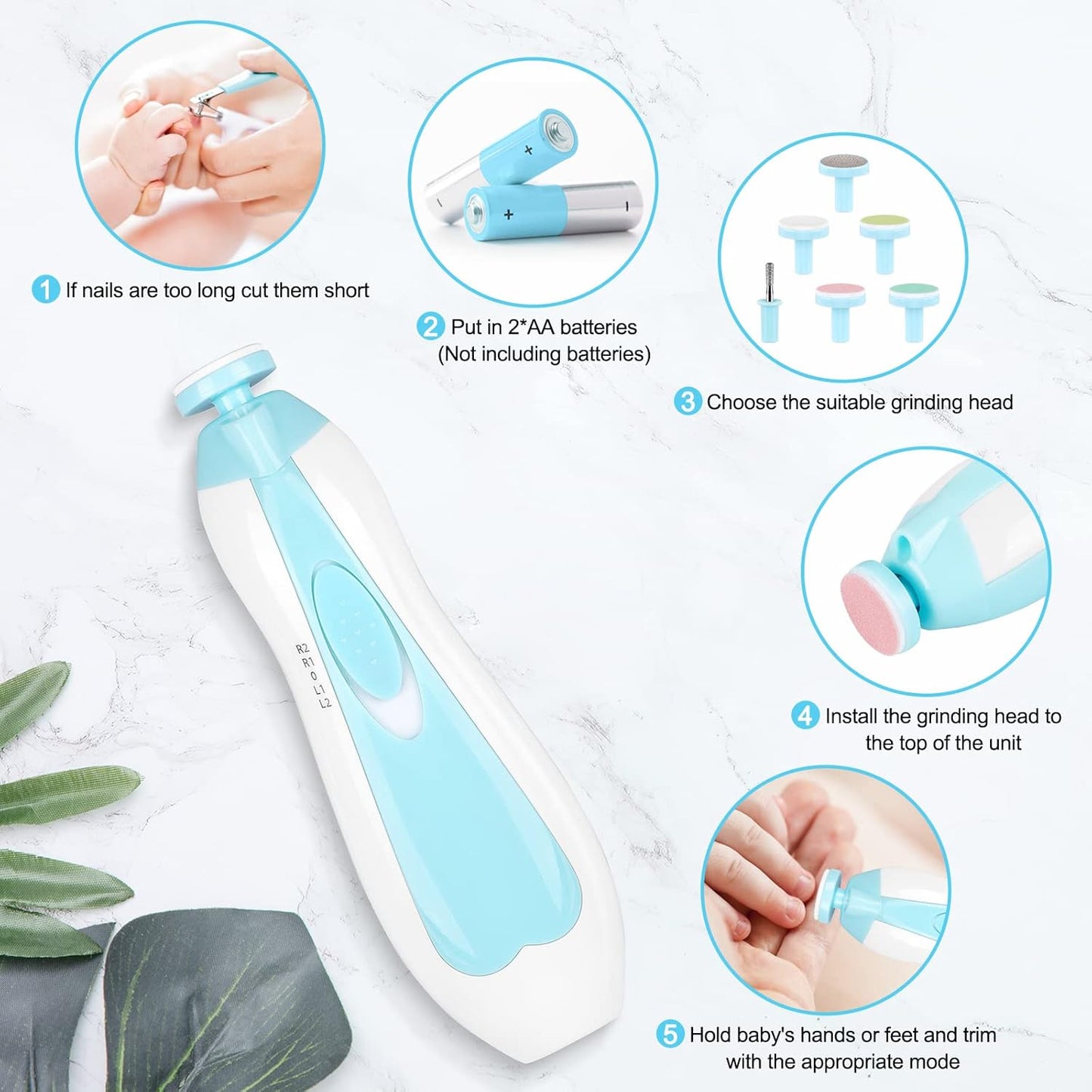 💡 Lima de Uñas Eléctrica 6 en 1 para Bebés 🍼 👶